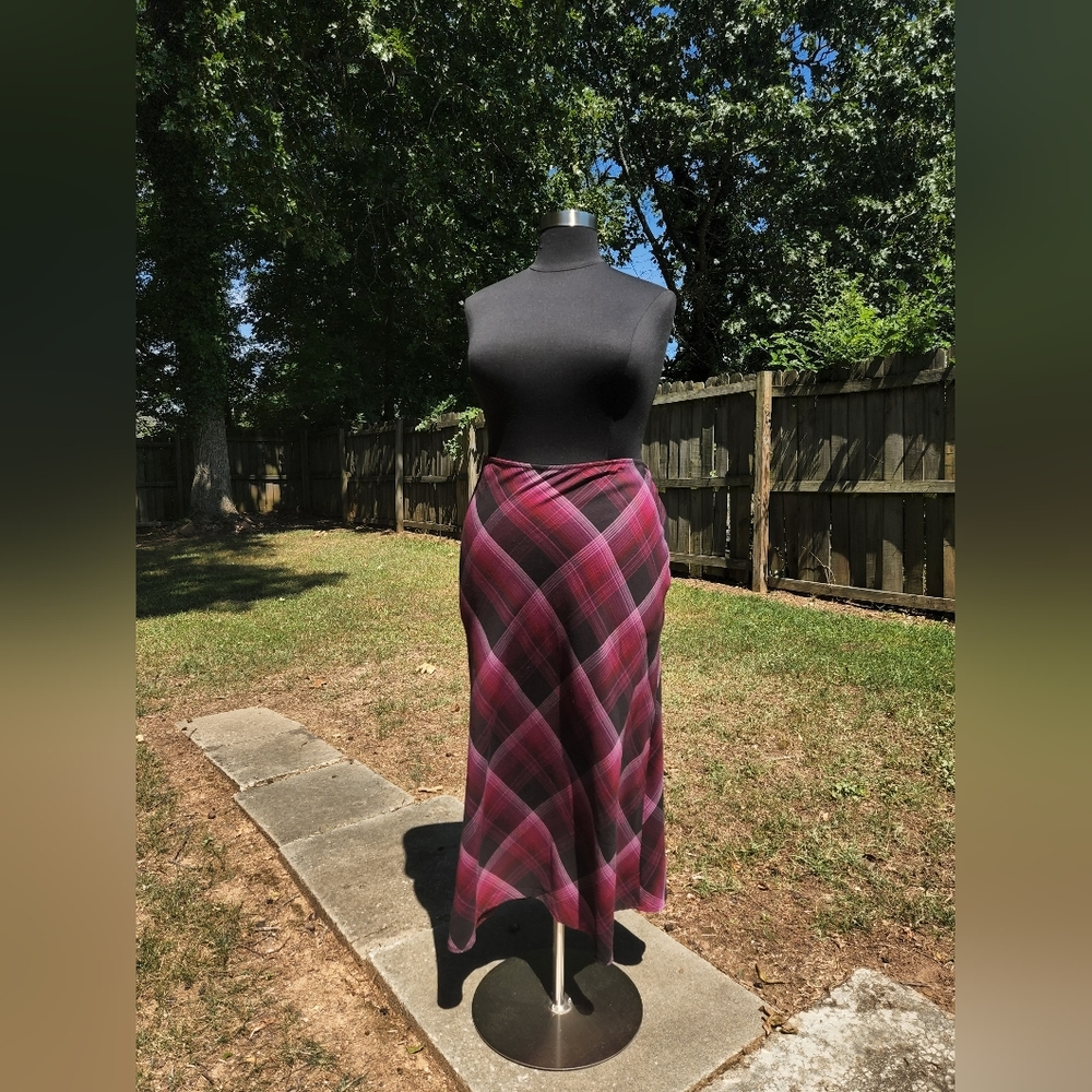 Pink Plaid Maxi Skirt